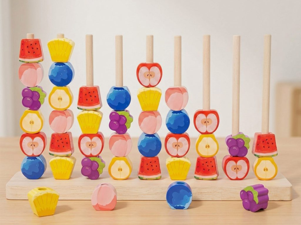 wooden fruit sorting stacking toy-vindstier