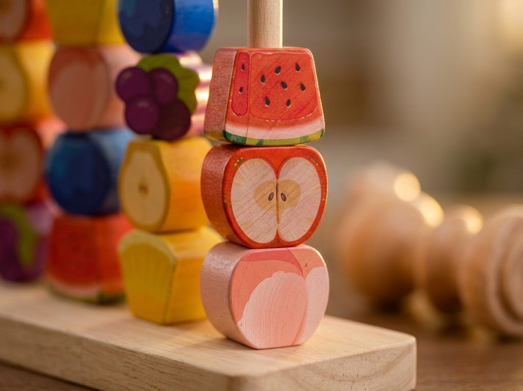 wooden fruit sorting stacking toy-vindstier
