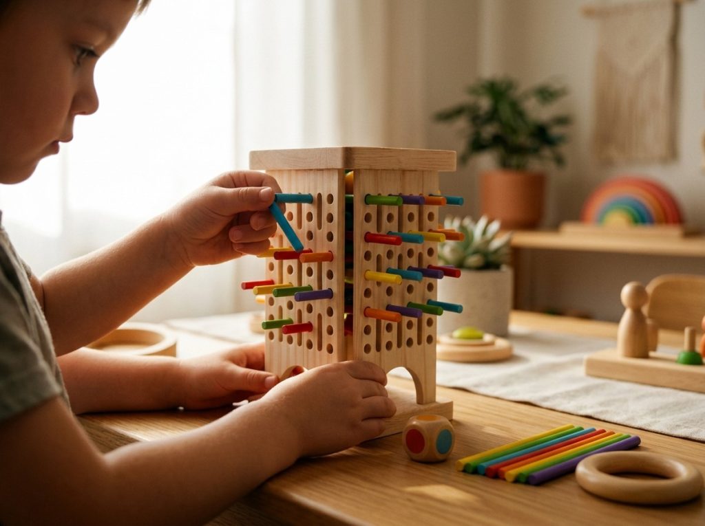 wooden falling ball game for kids: how it builds cause-and-effect thinking-vindstier