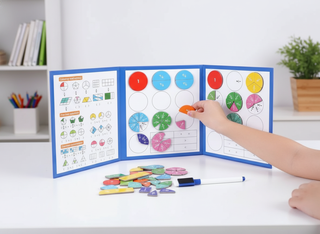 magnetic fraction teaching aids close up circles
