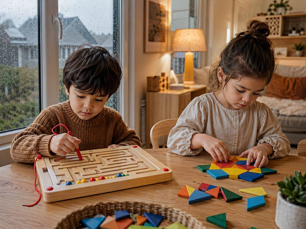 screen-free educational play during rainy afternoon