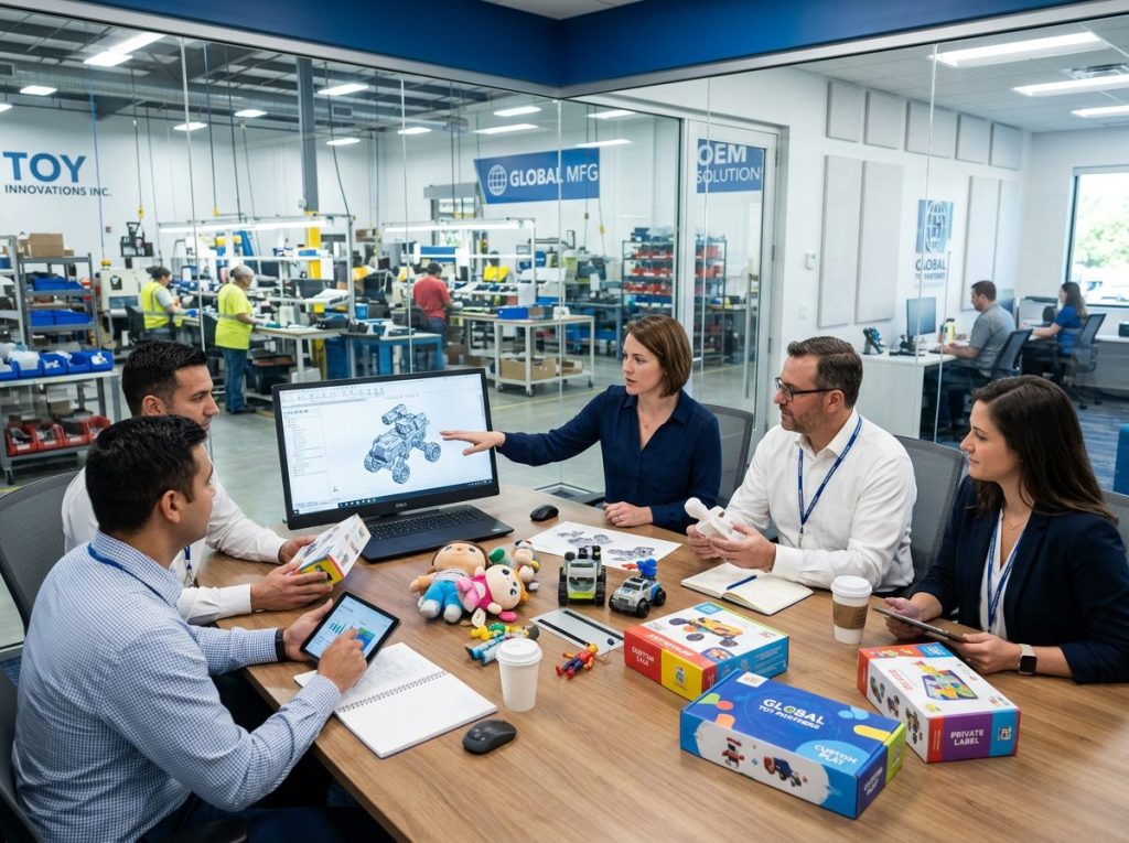 OEM and private label toy manufacturing process with engineers and product designers